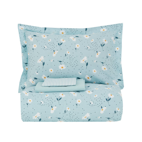 Karaca Daisy 100% Baumwolle Einzelbett Bettwäsche Set, Mint