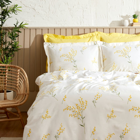 Karaca Loretta 100% Baumwolle Doppelbett Bettwäsche Set, Gelb