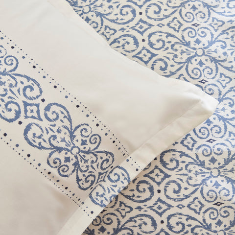 Karaca Marino Renforcé Bettwäsche-Set, Einzelbett, Blau