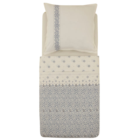 Karaca Marino Renforcé Bettwäsche-Set, Einzelbett, Blau