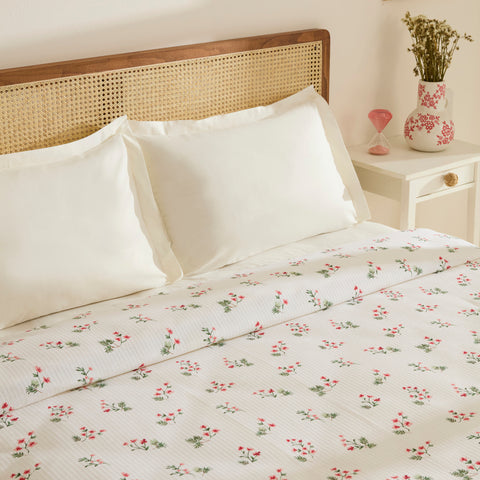 Karaca Silvie 100 % Baumwoll-Piqué, Doppelbett, Rot