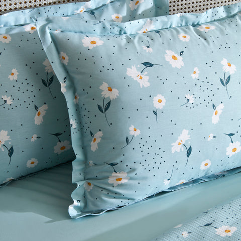 Karaca Daisy 100% Baumwolle Doppelbett Deckenbezug Set, Mint