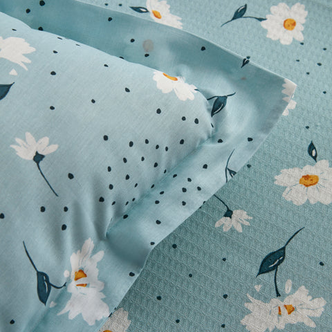 Karaca Daisy 100% Baumwolle Doppelbett Deckenbezug Set, Mint
