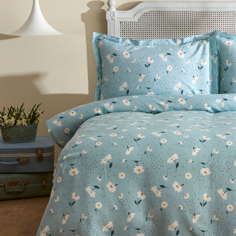 Karaca Daisy 100% Baumwolle Doppelbett Deckenbezug Set, Mint