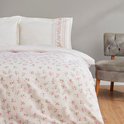 Karaca Glen Doppel Bettwäscheset 100% Baumwolle Rosa 200x220 Cm