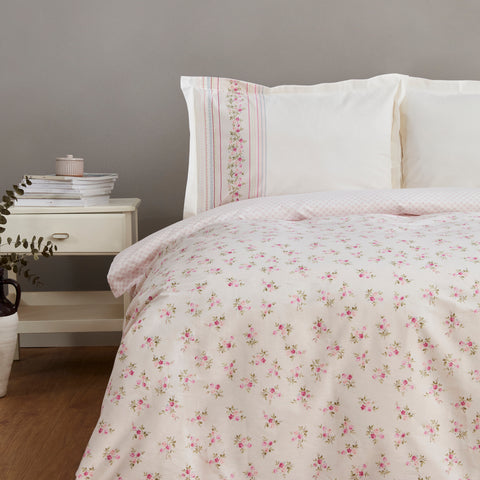 Karaca Glen Doppel Bettwäscheset 100% Baumwolle Rosa 200x220 Cm