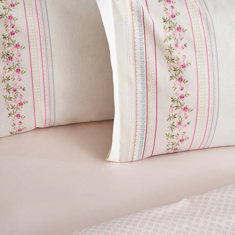 Karaca Glen Doppel Bettwäscheset 100% Baumwolle Rosa 200x220 Cm
