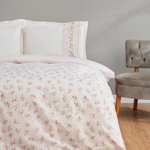 Karaca Glen Einzelbett Bettwäsche Set, 100% Baumwolle, Rosa