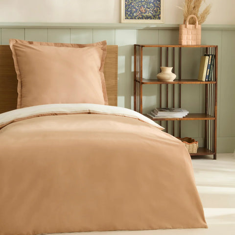 Karaca Vera Bettbezug-Set aus 100 % türkischer Baumwolle, Einzelbett, Beige