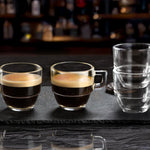 RCR Caffè 6-teiliges Glas-Espressotassen-Set für 6 Personen, 80 ml, Transparent