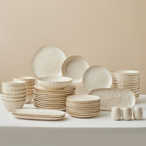 Karaca Earth Collection Aria 55-teiliges Tafelservice für 12 Personen Beige