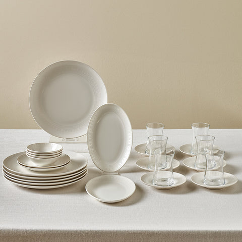 Karaca Artiste Bone China 20-teiliges Tafelservice für 6 Personen, Weiß