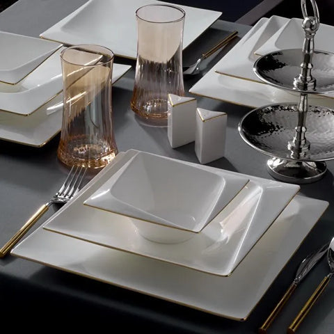 Jumbo Fold Gold 58-teiliges eckiges Tafelservice für 12 Personen