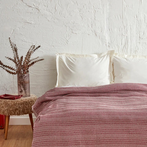 Karaca Home Levi Pikee für Doppelbett Dunkelrot