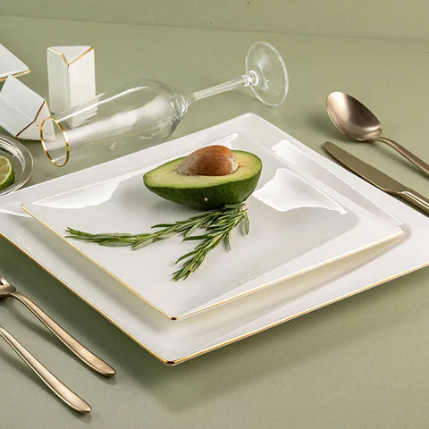 Jumbo Fold Gold 58-Piece Square Dinner Set for 12 Persons