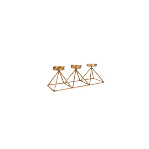 Karaca Geometri Set aus 3 goldenen Kerzenhaltern 36 cm x 13 cm