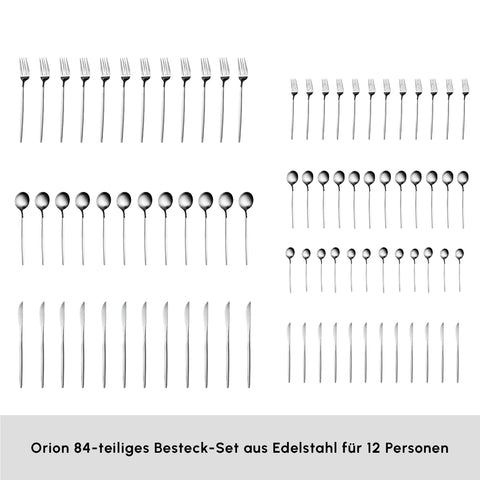 Karaca Orion Platin 12-Personen 84-Teiliges Besteckset