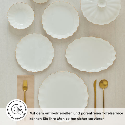 Karaca Fine Pearl Extra Shell 55-Piece 12-Person Dinner Set Gold
