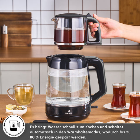 Karaca Glass Tea XL 2 in 1 Glas-Teemaschine Space Gray