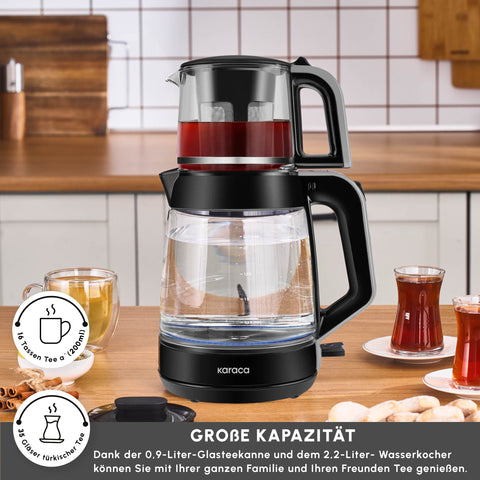 Karaca Glass Tea XL 2 in 1 Glas-Teemaschine Space Gray