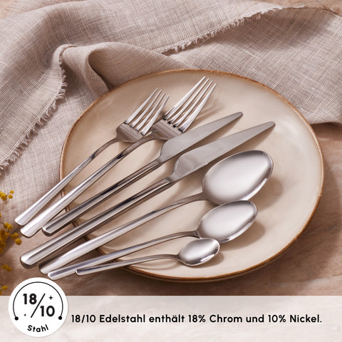 Karaca Serena 84-Piece Stainless Steel Cutlery Set for 12 People, Silver