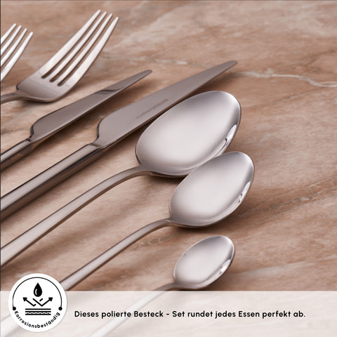 Karaca Serena 84-Piece Stainless Steel Cutlery Set for 12 People, Silver