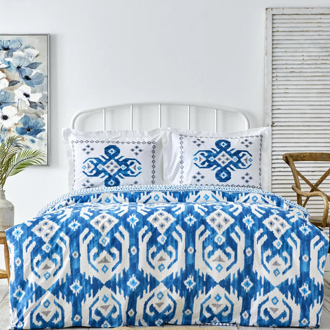 Karaca Neos Bettbezug-Set aus 100 % türkischer Baumwolle, Doppelbett, Blau