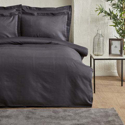 Karaca Home Uniq 100% Baumwolle Sateen Doppel Bettbezug Set Anthrazit