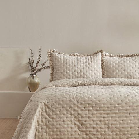 Karaca Home Viona Doppelbett-Bettüberwurf-Set Beige