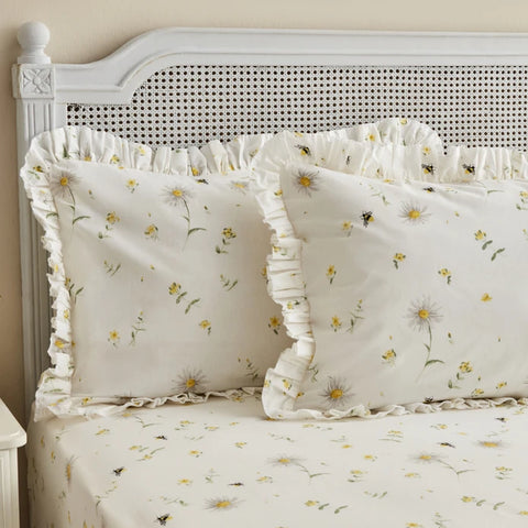 Karaca Home Emma 100% Baumwolle Rüschens Spannbettlaken Set Gelb (PP)