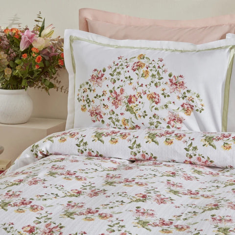 Karaca Home Emilie 100% Baumwolle Doppelbettdecken-Set - Rosa