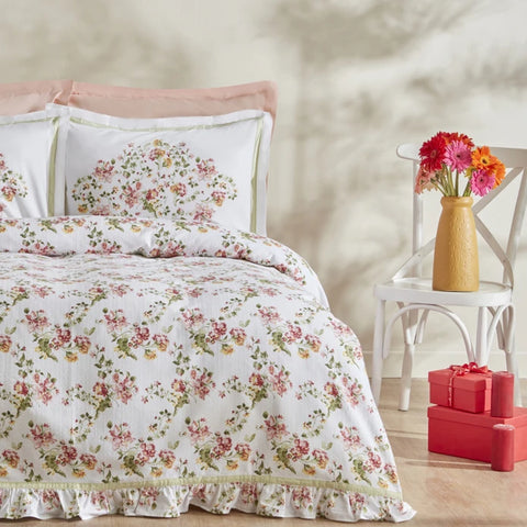 Karaca Home Emilie 100% Baumwolle Doppelbettdecken-Set - Rosa