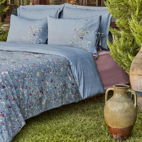 Karaca Ansey Bettbezug-Set aus 100 % türkischer Baumwolle, Einzelbett, Blau