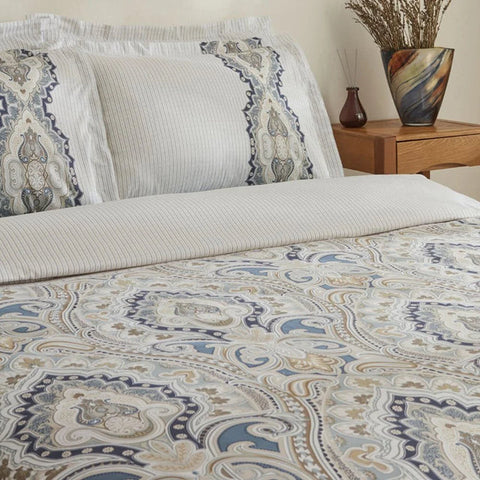 Karaca Lemy Doppel Bettwäscheset 100% Baumwoll-Satin Blau 200x220 Cm