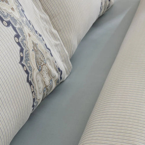 Karaca Lemy Bettwäsche-Set aus 100 % Baumwoll-Satin, Einzelbett, Blau