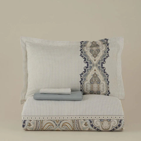 Karaca Lemy Doppel Bettwäscheset 100% Baumwoll-Satin Blau 200x220 Cm