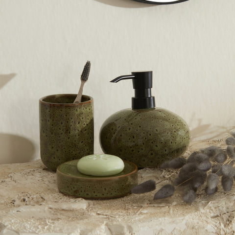 Karaca Home Olivia 3-Piece Bathroom Accessory Set Green