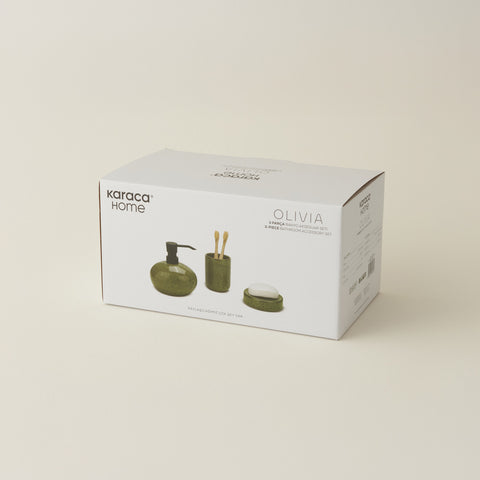 Karaca Home Olivia 3-Piece Bathroom Accessory Set Green