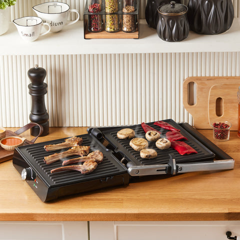 Homend Grilliant 1356H Inox-Gehäuse mit Gusseisenplatten Sandwich- und Grillmaschine