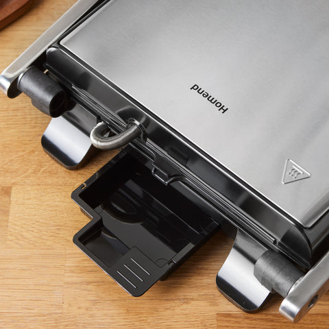 Homend Grilliant 1356H Inox-Gehäuse mit Gusseisenplatten Sandwich- und Grillmaschine