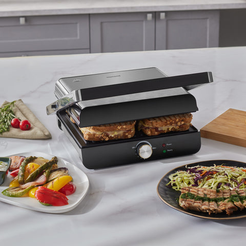 Homend Grilliant 1356H Inox-Gehäuse mit Gusseisenplatten Sandwich- und Grillmaschine