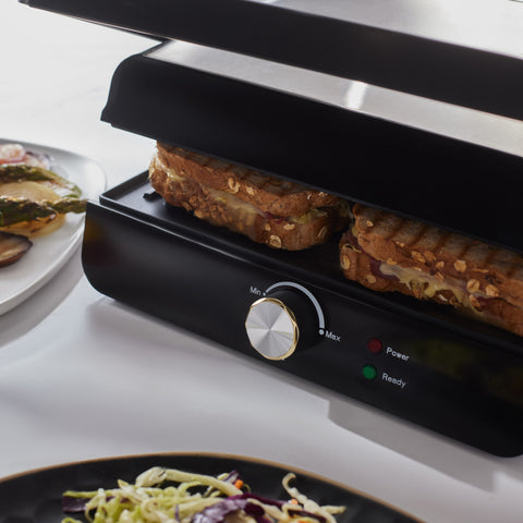 Homend Grilliant 1356H Inox-Gehäuse mit Gusseisenplatten Sandwich- und Grillmaschine