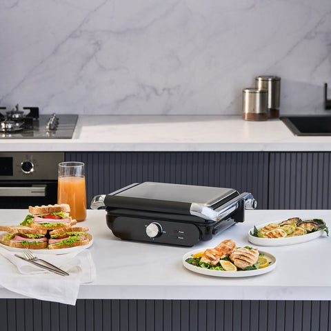 Homend Grilliant 1366H Toaster und Grill mit herausnehmbarer Gusseisenplatte und Edelstahlgehäuse