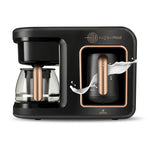 Karaca Hatır Plus 5-in-1 Essential Közde Türk Kahvesi, Sütlü Türk Kahvesi, Sütlü İçecek Hazırlama, Filtre Kahve ve Çay Demleme Makinesi Black Copper – 10 Fincan İçecek Hazırlama Kapasiteli Bol Köpüklü