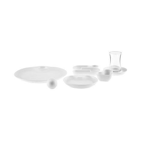 Karaca Streamline Salsa Fine Bone 6 Person Breakfast and Serveware Set, 26 Piece