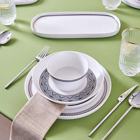 Karaca Stream Bone Monde 59-Piece Dinnerware Set for 12 People, Gold