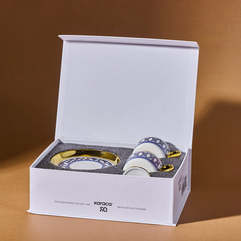 Karaca Hilal 4-teiliges Porzellan Türkisch-Kaffeetassen-Set, 85 ml, Mehrfarbig