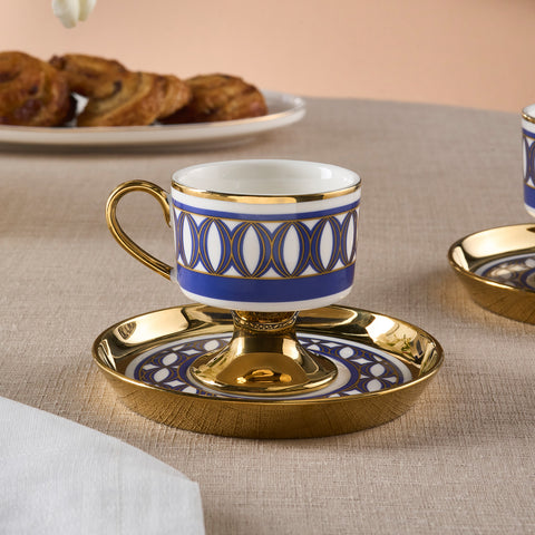 Karaca Hilal 4-teiliges Porzellan Türkisch-Kaffeetassen-Set, 85 ml, Mehrfarbig