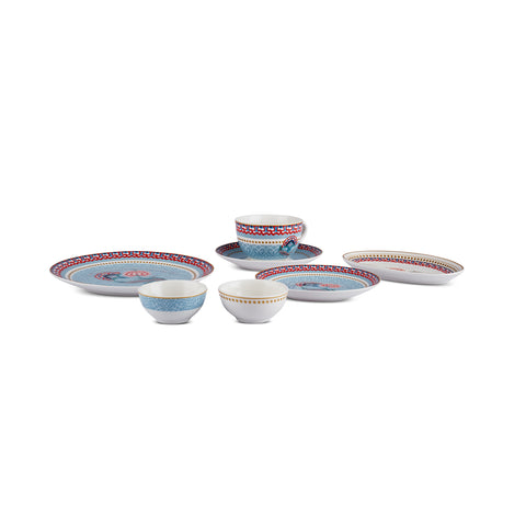 Karaca Forever Bone Spello 26-Teiliges 6-Personen Frühstücksset Blau