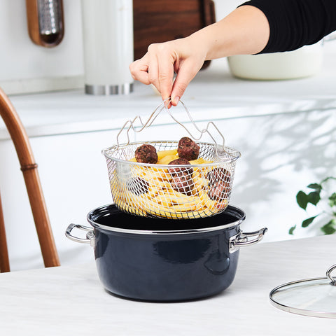 Karaca Mutfaksever, Enamel Frying Pot, Anthracite